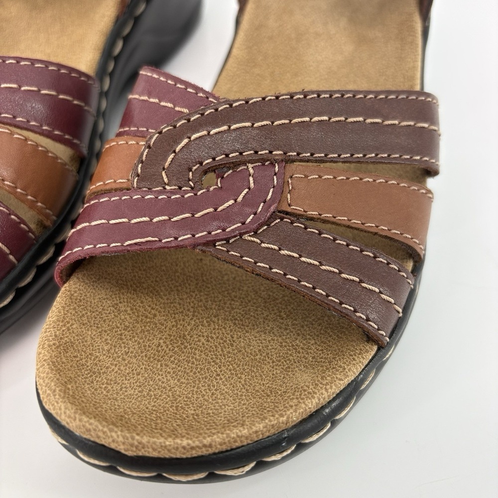 Clarks Collection Women's Sz 6 Brown Leather Adjustable Comfort Walking Sandals - Picture 3 of 13